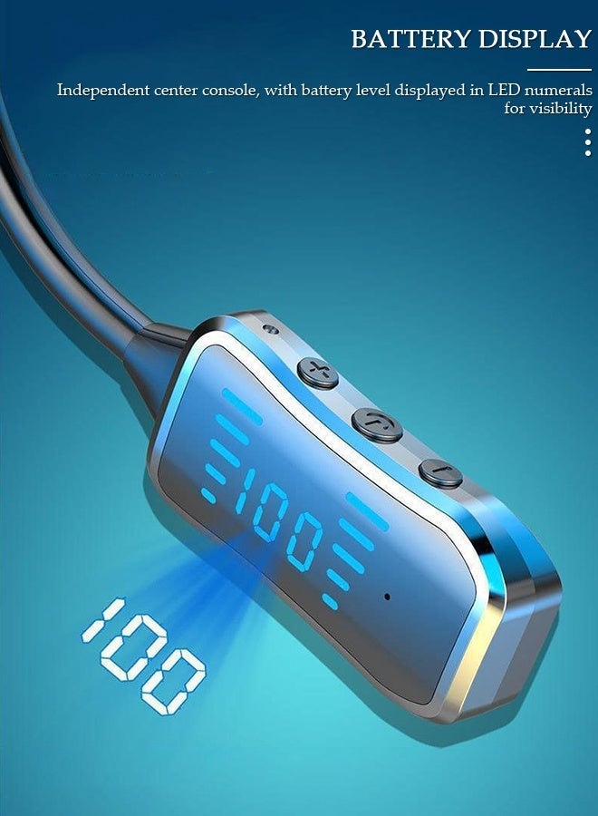 DUNISO سماعات رأس لاسلكية بلوتوث 5.2 مع شريط حول الرقبة مع سماعات أذن قابلة للسحب وإلغاء الضوضاء سماعات ستيريو مقاومة للعرق مع ميكروفون للمكتب والجري في صالة الألعاب الرياضية - Image 3